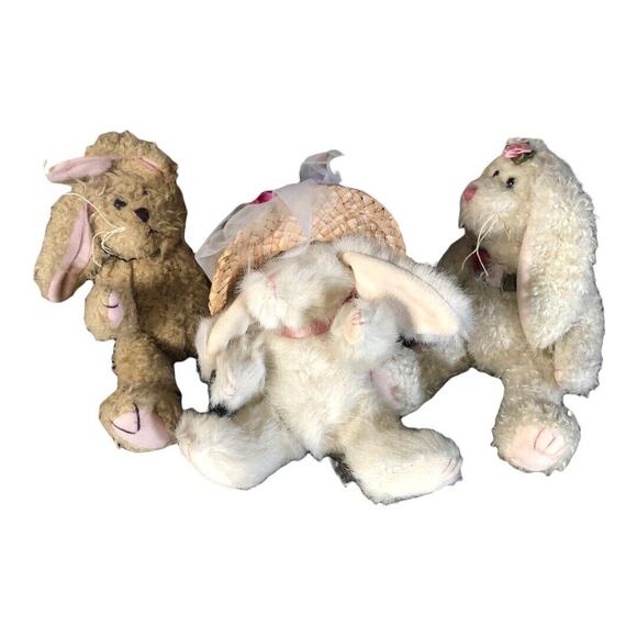 90's BUNNY RABBIT Lot Of 3 PLUSH Vtg Bunnies & MORE BOYDS bears & TY Bundle - Picture 1 of 9